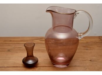 Vintage Plum Glass Picture And Bud Vase