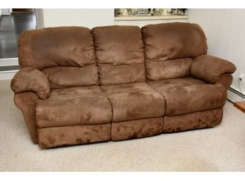 Microsuede Sofa With Reclining Side Chairs