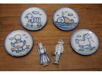 Blue Plates In Figurines Wall Hanging