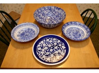 Blue Spackle Plates And Bowls