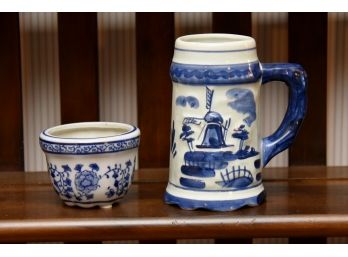 Vintage Blue Delft Picture And Cup