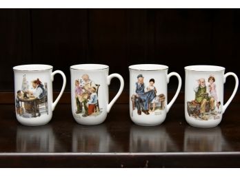 4 Norman Rockwell Collector Mugs