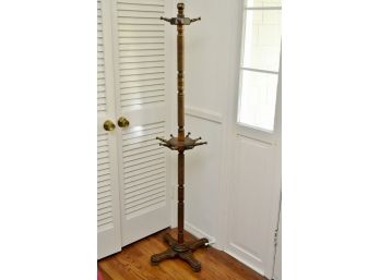 Vintage Spindle Wooden Coat Rack 64 Inches Tall