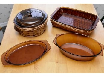 Vintage Amber Glass Bakeware Assortment