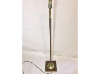 Mid Century Wood And Gold Toned Metal Standing Floor Lamp