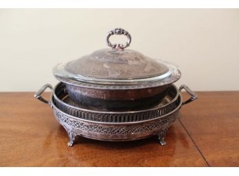 Eales 1779 Silverplate Serving Dish W/ Anchor Hocking Fire King Bowl