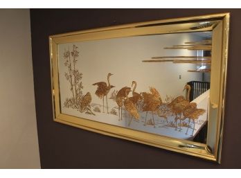 Gold Frame Mirror W/ Swan Design