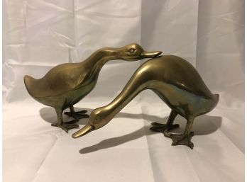 Pair Of Genuine Solid Brass Ducks