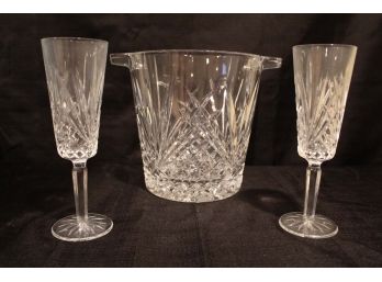 J.g. Durand Cristal Champagne Ice Bucket And 2 Flutes Set