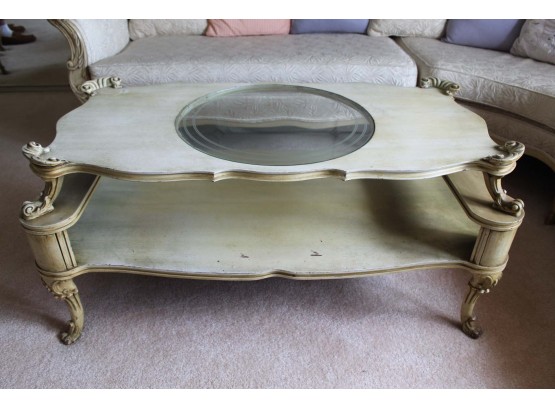 French Provincial Coffee Table With Glass Center