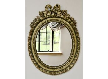 Antique Carved Oval Wall Mirror 27 1/2 X 37
