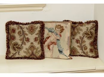 Trio Of Lovely Tapestry Pillows 16 X 16