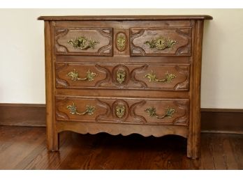 Antique Carved Walnut Chest Of Drawers With Key  37 1/2 X 19 1/2 X 31 1/2