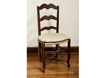 Antique Side Chair With Green Gingham Seat Cushion