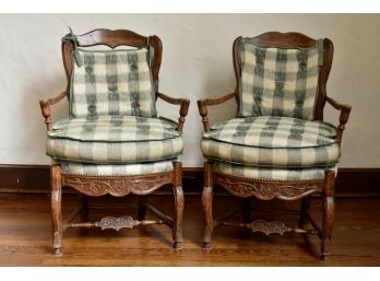 Pair Of Carved Walnut Louis The 15th Side Chairs 25 X 35