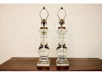 Amazing Pair Of Heavy Bohemian Glass Table Lamps