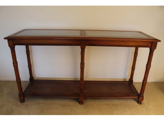 Glass Top Wood Console Table