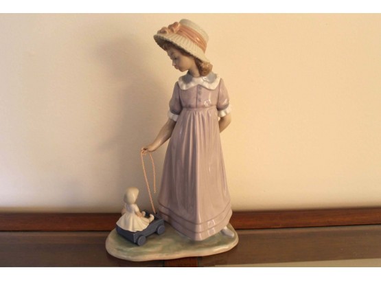 Lladro Girl With Toy Wagon #5044