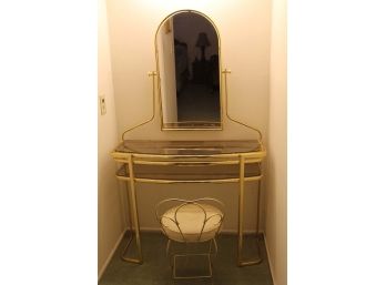 Gold Makeup Vanity With Seat
