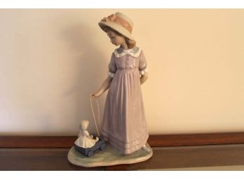Lladro Girl With Toy Wagon #5044