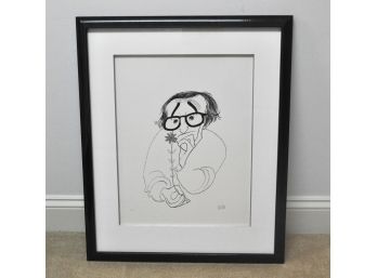 'Woody Allen' Silver Limited Edition Lithograph Signed By Artist Al Hirschfeld #9/75
