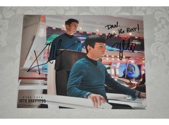 Zachary Quinto And Karl Urban 'Star Trek Into Darkness' Autographed 8x10 Photo