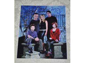 Cast Of Buffy The Vampire Slayer Autographed 8x10 Photo Sarah Michelle Geller. Alyson Hannigan