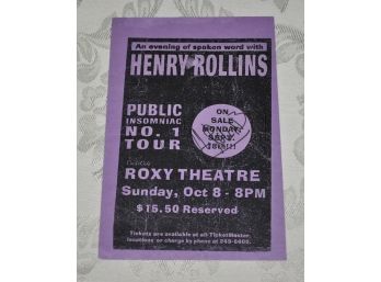 Henry Rollins Autographed Spoken Word Flyer