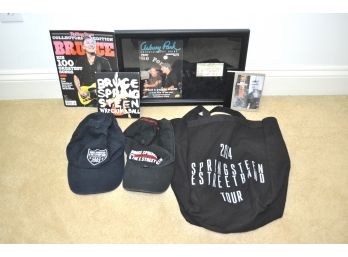 Lot Of Bruce Springsteen Items Tour Hats, Bag, Framed Program And Ticket