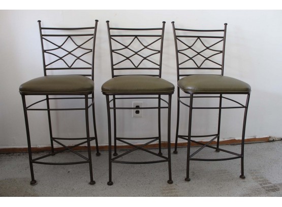 Three Olive Cushion Bar Chairs