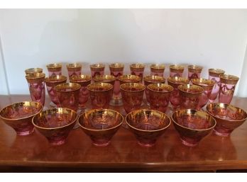 Murano Arte Silvestri  24k Gold And Pink Drink Set
