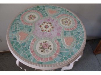 Mosaic Tile Shabby Chic Round End Table