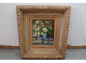 Framed Oil Flower Painting