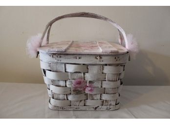 Floral Painted Decorative Basket