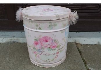 Hand Painted Tin Bucket W/ Lid