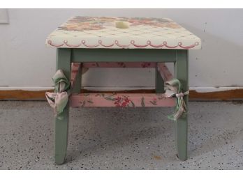 Artist Signed Hand Painted Shabby Chic Foot Stool