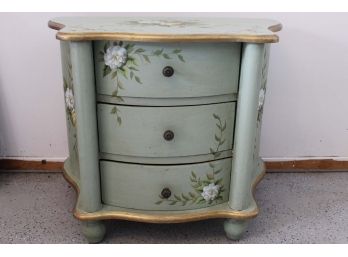Hand Painted Green & Gold Floral  End Table
