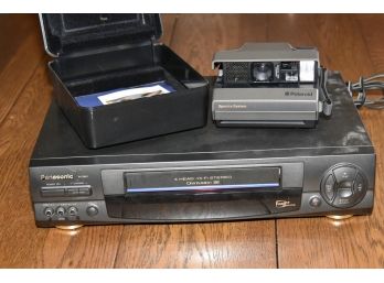 Vintage VCR And Polaroid Camera