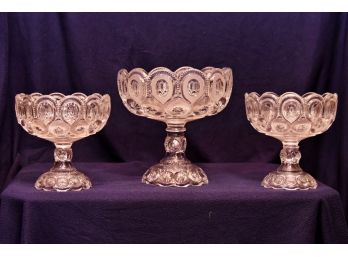 Trio Of Vintage Lead Crystal Pedestal Bowls