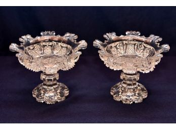 Pair Of Gorgeous Lead Crystal Pedestal Bowls