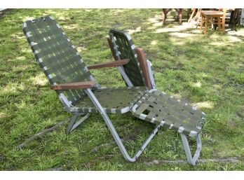 Pair Vintage Metal Grumman Folding Lounge Chairs