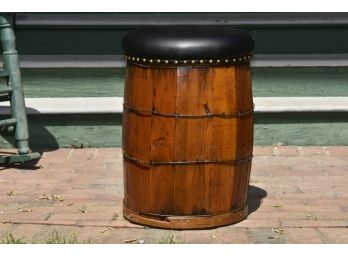 Wooden Barrel Stool With Cushion Seat 16 X 22