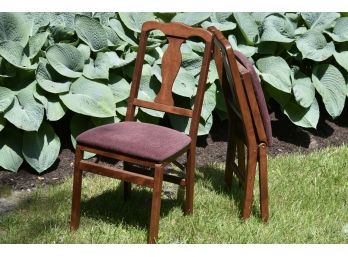 Pair Of Wooden Folding Chairs With Cushion Seats 17 X 36