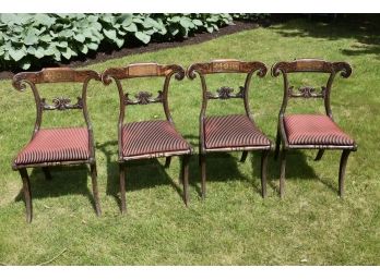 Four Vintage Stenciled Rosewood Side Chairs