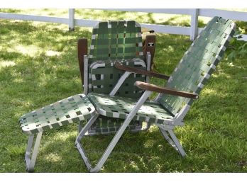 Pair Vintage Metal Grumman Folding Lounge Chairs