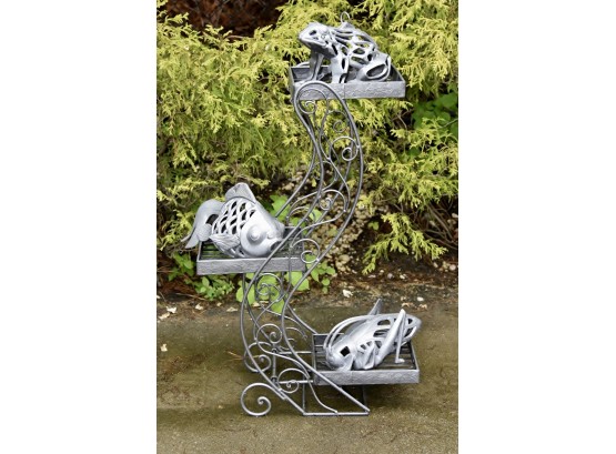Wrought Iron Pedestal Three-tier Display Stand