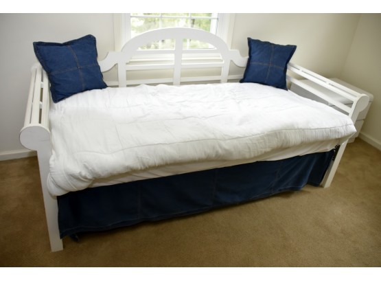 Full Size White Day Bed With Mattress 84 Inches Wide