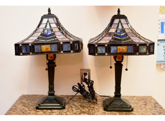 Pair Of Tiffany Style Table Lamps