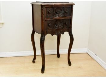 Vintage Mahogany Petite Side Table With Marble Top 16 X 12 X 29