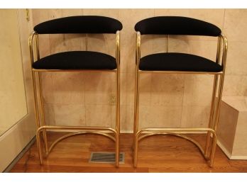 Pair Of MCM Brass Barrel Back Chairs